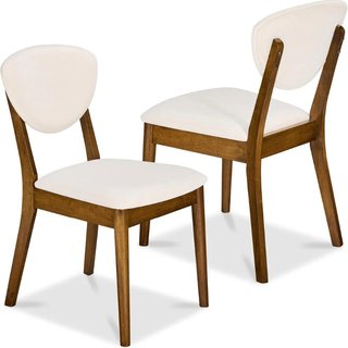 Set 2 Sedie da Pranzo in Legno Scuro Rivestimento in