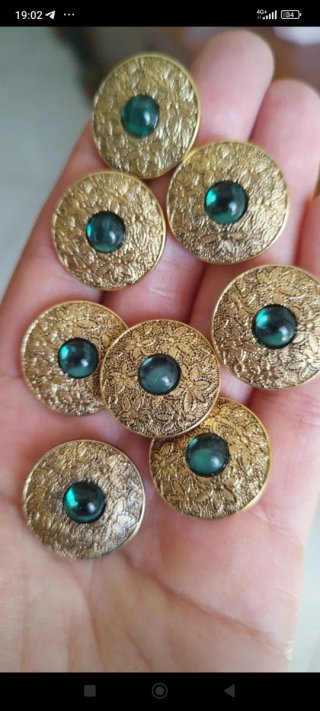 3 bottoni gioiello vintage oro verde 2,3 cm