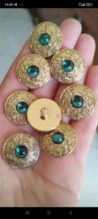 3 bottoni gioiello vintage oro verde 2,3 cm