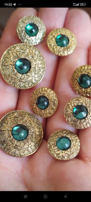 3 bottoni gioiello vintage oro verde 2,3 cm
