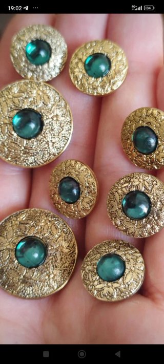 3 bottoni gioiello vintage oro verde 2,3 cm