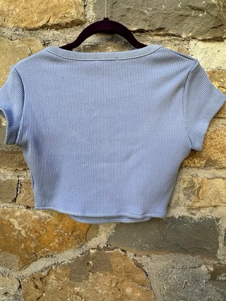 Top canalé azul Zara Talla M