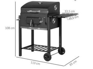 Barbacoa de carbón negra y plateada
