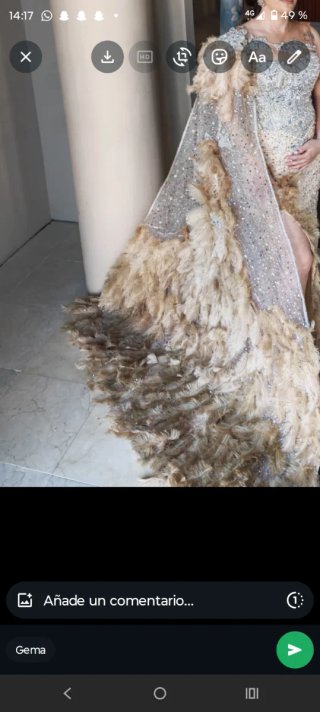 Vestido de fiesta beige y dorado