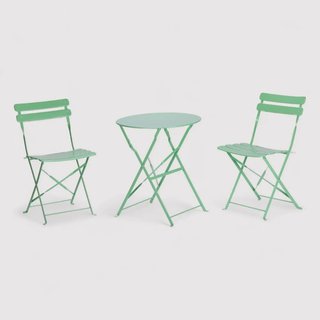Daflah - Set mobili da balcone verde con 2 sedie e un