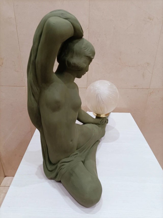 Lámpara Ninfa Art Déco Verde y Dorada