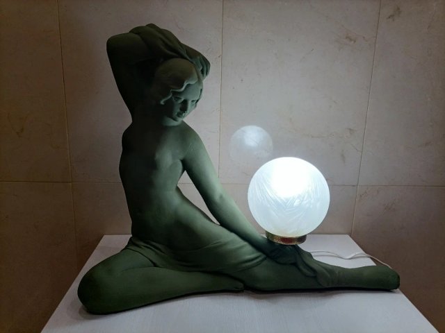 Lámpara Ninfa Art Déco Verde y Dorada