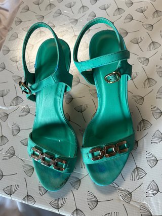 Sandalias Tacon Verde Agua