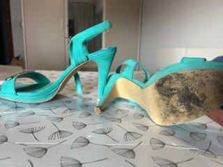 Sandalias Tacon Verde Agua
