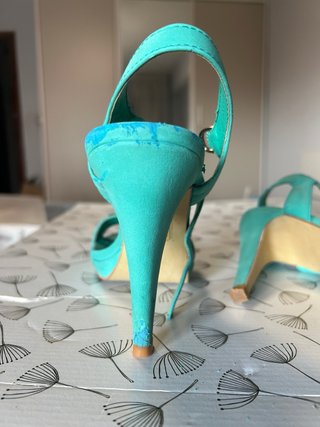 Sandalias Tacon Verde Agua