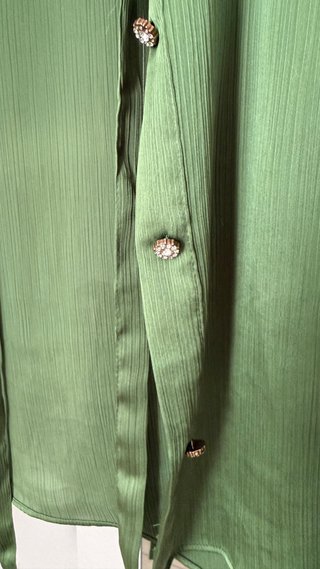 Camisa Zara verde manga larga lazo