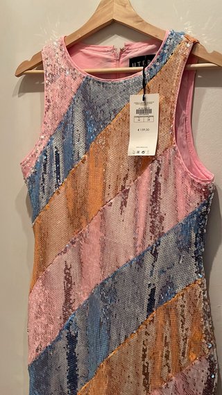 Vestido Uterqüe lentejuelas flecos talla única