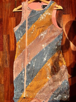 Vestido Uterqüe lentejuelas flecos talla única