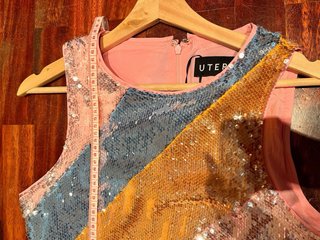 Vestido Uterqüe lentejuelas flecos talla única
