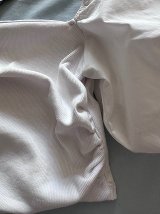 Top Zara blanco manga abullonada Talla L