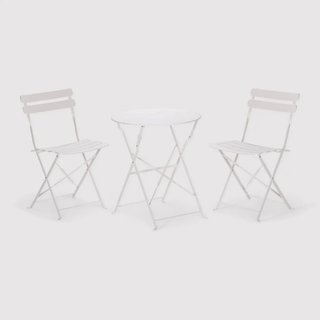 Berenj - Set bistrot bianco per balcone con tavolino e 2