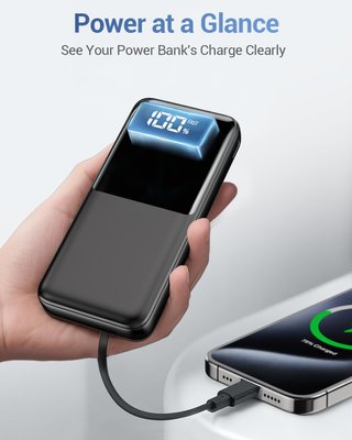 Power Bank 15000 mAh con Cavi Integrati