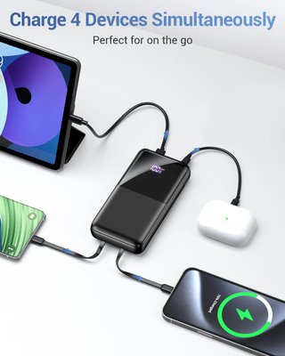 Power Bank 15000 mAh con Cavi Integrati