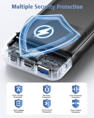 Power Bank 15000 mAh con Cavi Integrati