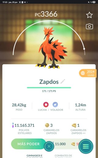 Zapdos de Galar PC 3366 Pokémon GO