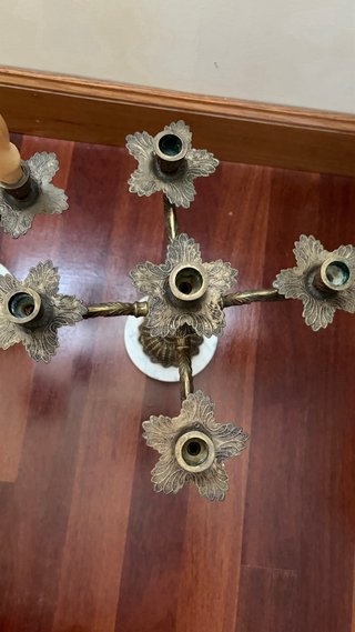 Pareja Candelabros Vintage Bronce y Mármol