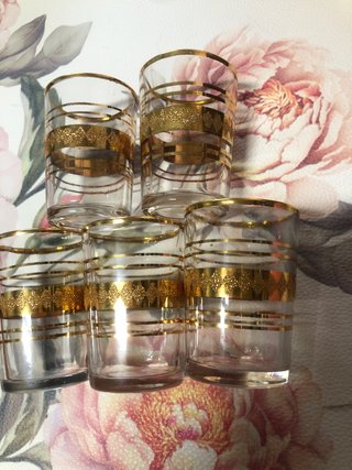Vasitos de chupito vintage dorados