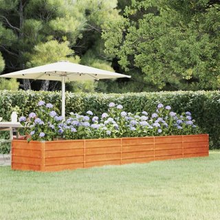 Letto Rialzato da Giardino Ruggine 400x80x45 cm Acciaio