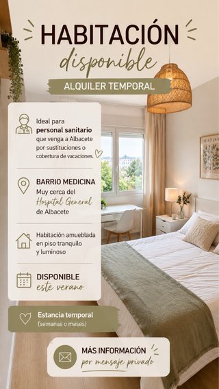 HABITACIÓN DISPONIBLE Alquiler temporal