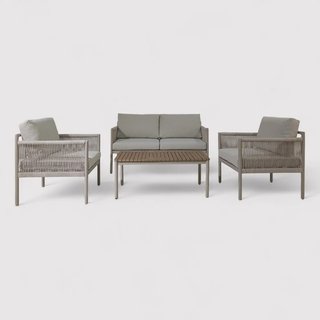 Makopa - Set da esterno grigio chiaro con 3 poltrone e un