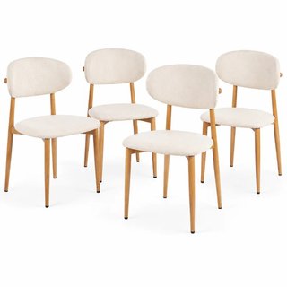 Set 4 Sedie da Pranzo con Gambe in Metallo Effetto Legno e