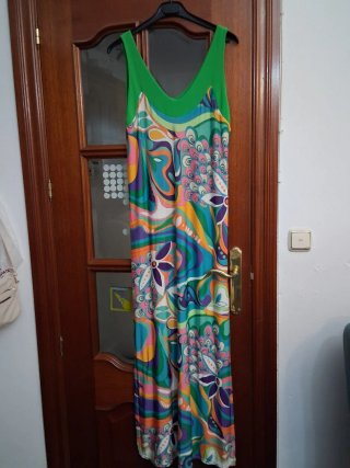 Vestido largo estampado zig-zag