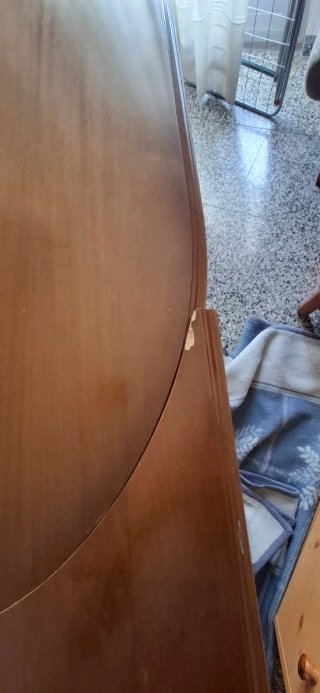 Mesa de comedor ovalada de madera y sillas