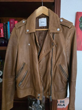 Chaqueta Mango Piel Marrón.