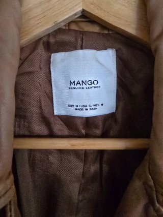 Chaqueta Mango Piel Marrón.