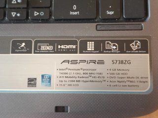 Portátil Acer Aspire 5738ZG