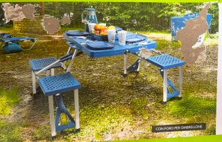 Tavolo Picnic Pieghevole Blu