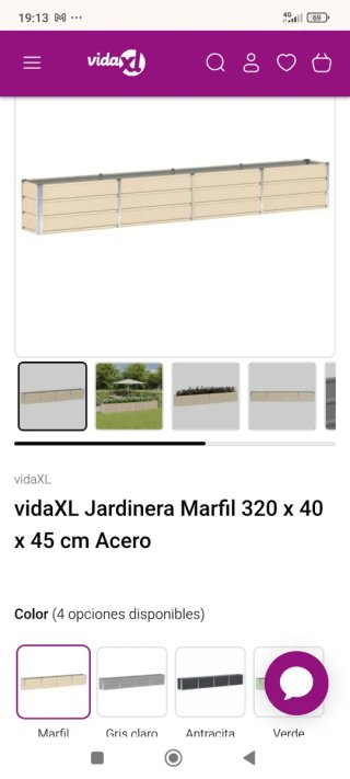 4 Jardineras  Exterior Marfi de 320x40x45 cm c/und