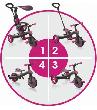 Triciclo Evolutivo Bebe 4 en 1 Globber Rosa