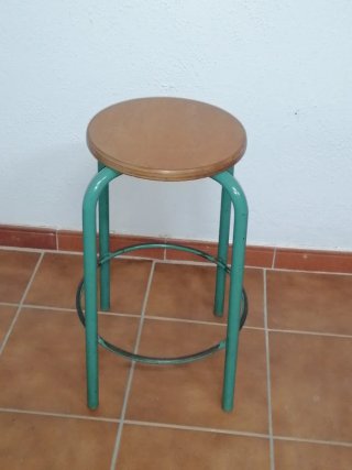 Taburete Vintage Madera y Metal