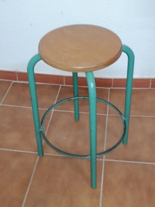 Taburete Vintage Madera y Metal