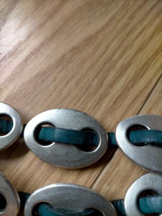 Pulsera eslabones ovalados plata y verde 20 ctm