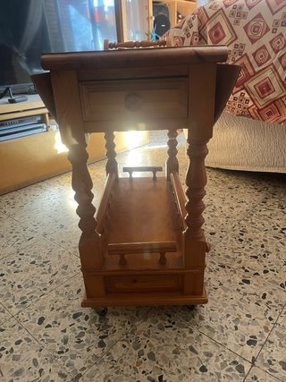 Mesa camarera rústica madera abatible