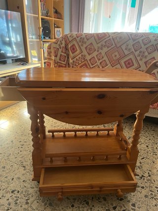 Mesa camarera rústica madera abatible