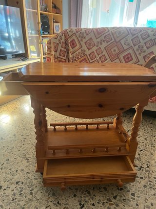 Mesa camarera rústica madera abatible
