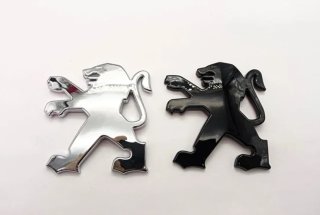 EMBLEMA LOGO PEUGEOT 75x80mm CROMADO