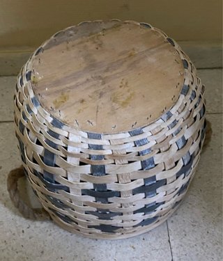 Maceta cesta de mimbre y madera