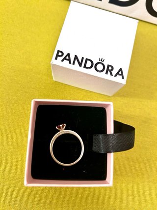 Anillo Pandora Corazón Rosa y Plata