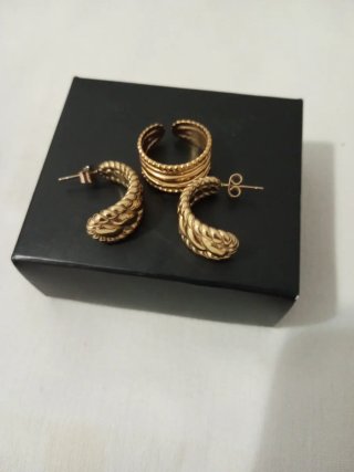 Anillo y pendientes acero inoxidable