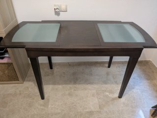 Mesa Comedor Extensible Madera y Cristal