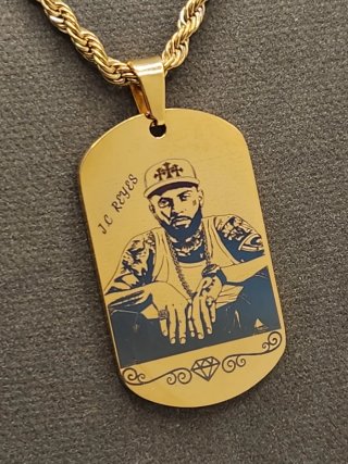 Medalla Jc Reyes Acero Quirúrgico Baño Oro